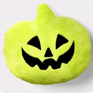 Target Hyde & EEK! 2024 Oval Pumpkin Faux Shearling Halloween Pillow Neon Green